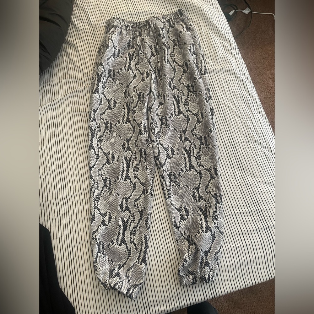 Snake print joggers. So cute! So comfy!